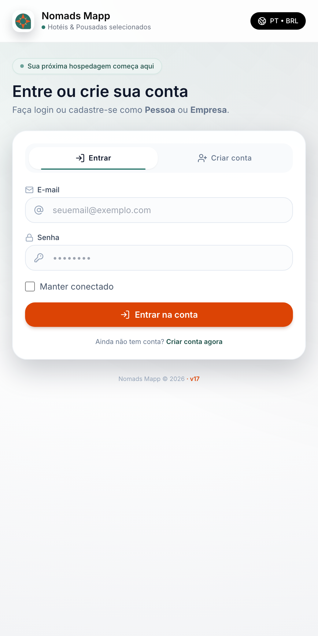 Tela do app Nomads Mapp